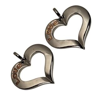 set 2 Sterling silver  Open Heart Love Charms Pendants Jewelry stamped LOVE